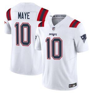 Mens Youths Optional For Drake Maye White Stitched Jersey Vapor